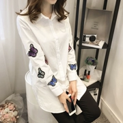 Áo mới 2018 XL nữ phiên bản Hàn Quốc của áo dài tay rộng mốt dài tay chất béo MM thời trang giản dị