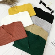 Áo len dệt kim bên ngoài 2017 thu đông mới phiên bản Hàn Quốc của chiếc khăn choàng nhỏ màu hoang dã hoang dã Slim áo len ngắn nữ