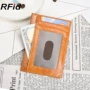 Chống trộm RFID da retro của nam giới lái xe gói thẻ ví tiền xu nhỏ siêu mỏng bộ thẻ tín dụng của phụ nữ ví vải