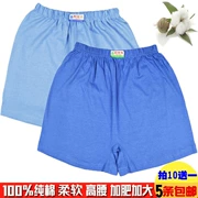 Quần short nam Boxer Tóm tắt Cotton trung niên Quần bốn góc Eo cao Kích thước lớn Cotton Quần short nam đáy quần