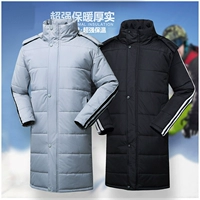 Ban ánh sáng đơn giản dài cotton ngoài trời thể thao mùa đông coat dày áo bóng đá nam giới và phụ nữ áo khoác dài 袄 tùy chỉnh áo phao lông vũ