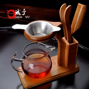 Trà thủy tinh rò rỉ trà lọc thủy tinh cốc trà trượt khung lười biếng dễ dàng để bong bóng kệ kung fu phụ kiện trà