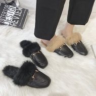 Thu đông 2018 mới mang dép nữ thời trang gợi cảm với giày bà lông nửa kéo phiên bản Hàn Quốc của Baotou phẳng dép nữ dép quai ngang