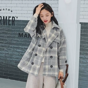 Mùa thu đông 2018 phiên bản Hàn Quốc mới của áo len mỏng nam mỏng, áo khoác nữ kẻ sọc ngắn nữ