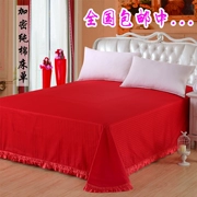 tối giản đôi giường 100 bông satin một mảnh vải lanh lanh bông satin đơn sắc ren đám cưới đơn châu Âu - Khăn trải giường