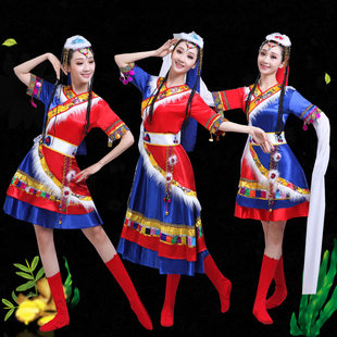 新品チベット舞踊衣装、女性民族舞踊衣装、パフォーマンス衣装、モンゴル少数民族舞台衣装