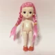 Кукла с двойной косы с розовыми волосами