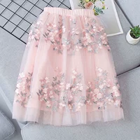 Кружевная детская юбка для девочек, коллекция 2021, подходит для подростков, А-силуэт