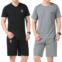 Mùa hè mới của nam giới thể thao phù hợp với trung niên ngắn tay quần short cotton cha mặc trung niên chạy thể thao để tăng bộ áo thể thao nam