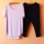 Có thể mặc đồ ngủ mùa hè nữ Hàn Quốc phiên bản của bông tre ngắn tay cổ tròn T-Shirt đáy áo Modal cắt quần dịch vụ nhà đồ lót