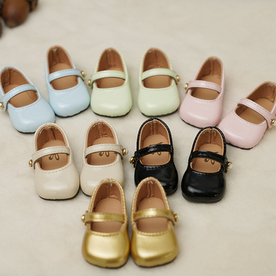 taobao agent Bjd six -point baby shoes small six -point square head Zhenping bottom shoes single shoes patent leather version small fish body dotted baby shoes spot