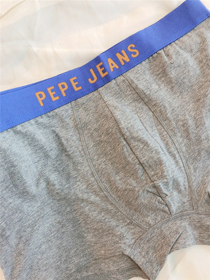 Grey Blue Purple Edge5 piece free shipping ● Europe and America original single foreign trade high quality pure cotton Solid color middle-waisted Flat angle Boxer underwear man