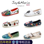 JM hạnh phúc Mary giày vải nữ mùa hè graffiti thường phẳng dưới chân thấp để giúp lười biếng giày vải giày của phụ nữ 61813 Wát