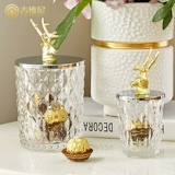 Стеклянная золотая коробочка для хранения, аксессуар, легкий роскошный стиль, в американском стиле