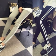 Bà bầu quần cotton mùa xuân và quần legging mùa thu mặc áo mỏng mùa xuân thủy triều mẹ phiên bản Hàn Quốc của quần thể thao nâng bụng cỡ lớn