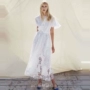 Thời trang hè châu Âu 2019 trình diễn thời trang mới trắng nữ váy dài váy khí hòa tan nước hoa - Váy dài váy dài tay thu đông