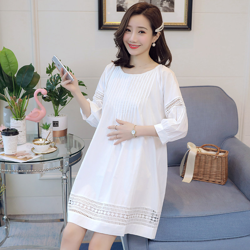 实拍 孕妇装娃娃裙2019春夏新款潮妈时尚韩版宽松夏款连衣裙