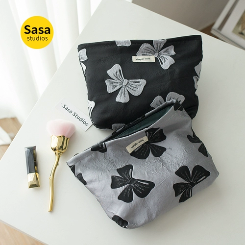 Косметичка с бантиком, портативная сумка для хранения для путешествий, вместительное и большое молочко, изысканный стиль