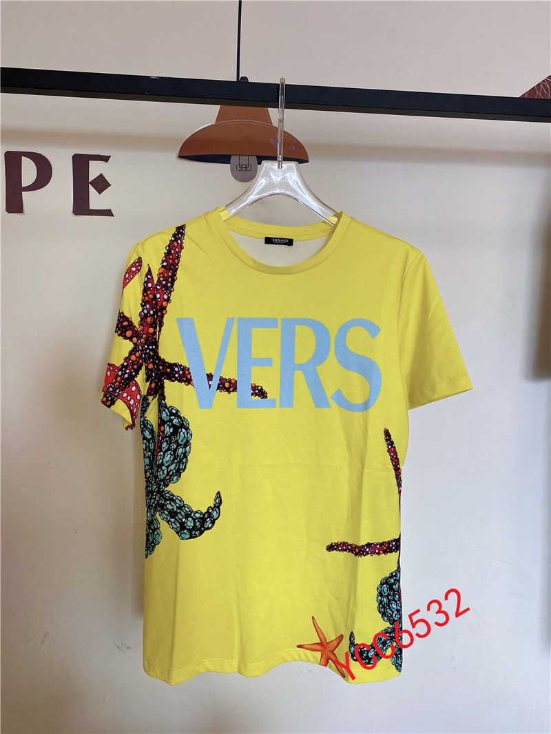 Yellow2021 Spring and summer New products fashion Crew neck Starfish letter printing Short sleeve pure cotton leisure time Versatile T-shirt