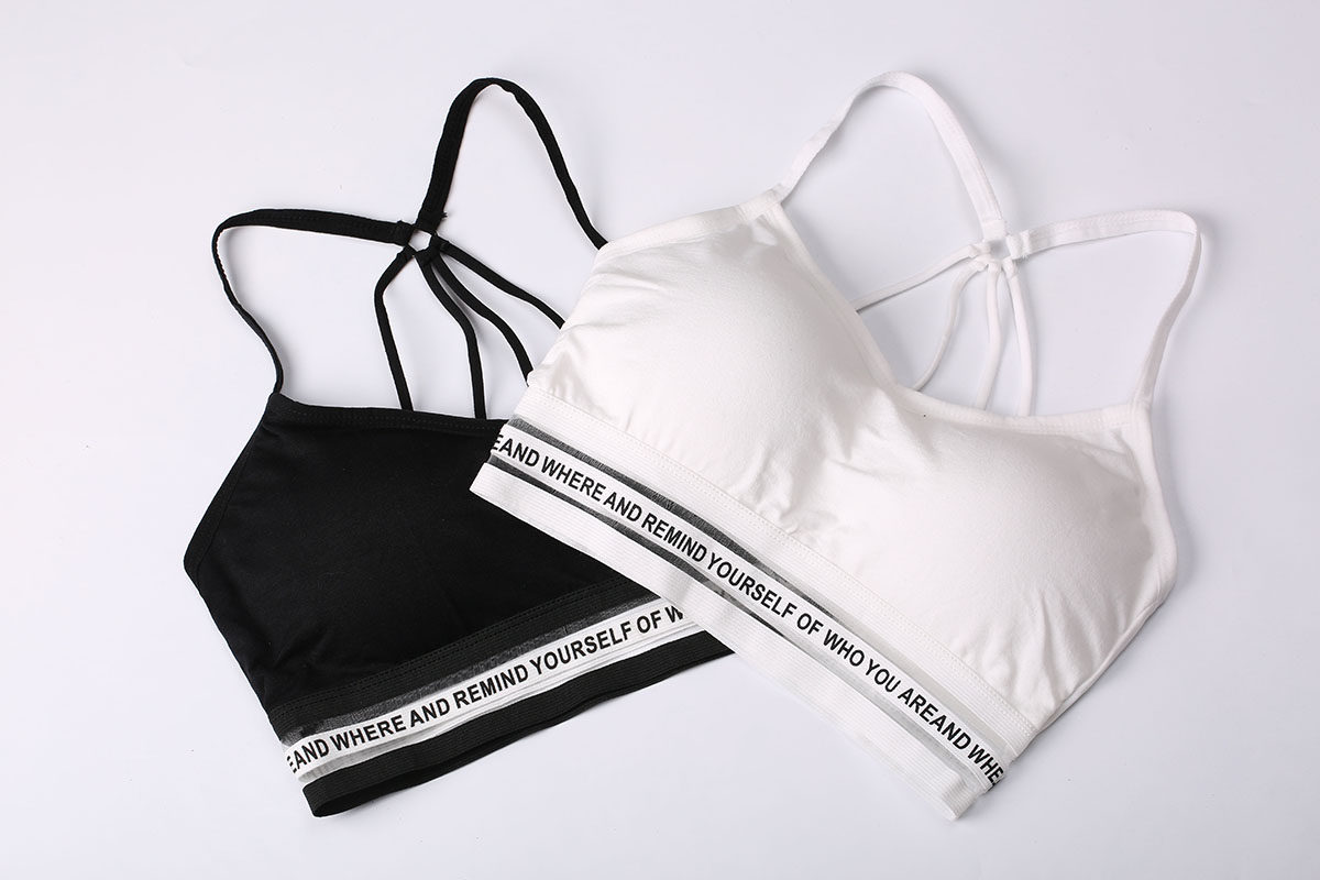 2603#2018夏字母吊带背心裹胸短款打底防走光抹胸美背内衣文胸