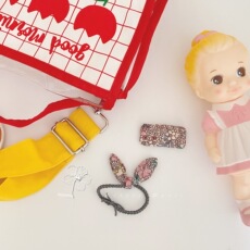 Реквизит на заказ 【little doris】出口韩国甜美碎花长方形发夹刘海边夹兔耳朵发绳