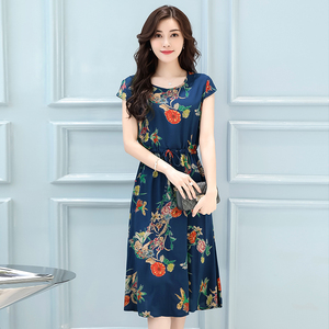 Mẹ mùa hè ăn mặc phụ nữ trung niên chất béo trẻ cao quý 2018 mới 30-40-50 tuổi đầu gối váy