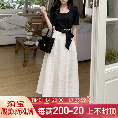 taobao agent Summer elegant dress, long skirt, plus size, french style, square neckline, maxi length
