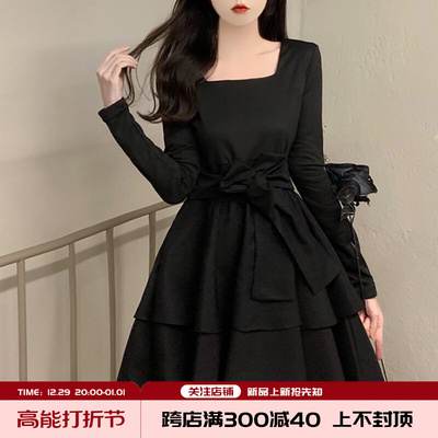 taobao agent Spring advanced plus size dress for princess, brace, trend of season, high-end, square neckline, fitted