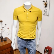 Áo thun polo nam màu ngắn tay nam trẻ trung Hàn Quốc đơn giản vạt áo mỏng T-shirt hè nam giản dị Paul top - Polo