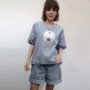 Fan Le Tianzi áo thun nữ tay ngắn mùa hè mới 2019 phiên bản Hàn Quốc của chiếc mũ kim cương thời trang lỏng lẻo từ bi - Cộng với kích thước quần áo áo nỉ nữ