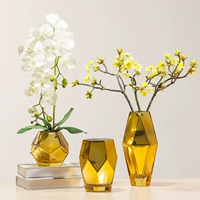 Американская легкая роскошная стеклянная ваза золото и серебряная геометрическая геометрическая гостиная цветочные образцы комната комната домик мягкая мебель