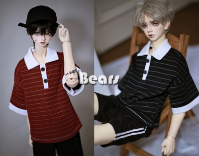 taobao agent ◆ Bears ◆ BJD baby clothing A363 striped fake two POLO shirt short -sleeved T -shirt 2 color 1/4 & 1/3 & uncle