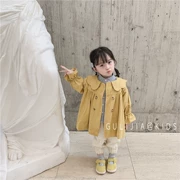 Coulee home 2019 mùa thu mới nữ kho báu áo gió Ruffled cổ áo búp bê Nhật Bản áo len cotton - Áo khoác