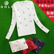 Áo len nữ quần áo dài tay áo v-cổ để giữ ấm cotton lỏng áo thể thao golf phù hợp với phụ nữ