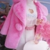 Mùa đông ngọt ngào hồng 2017 mới ve áo nhỏ dài tay thời trang giản dị ấm giả lông thú áo khoác nữ áo dạ ép lông cừu dáng dài Faux Fur