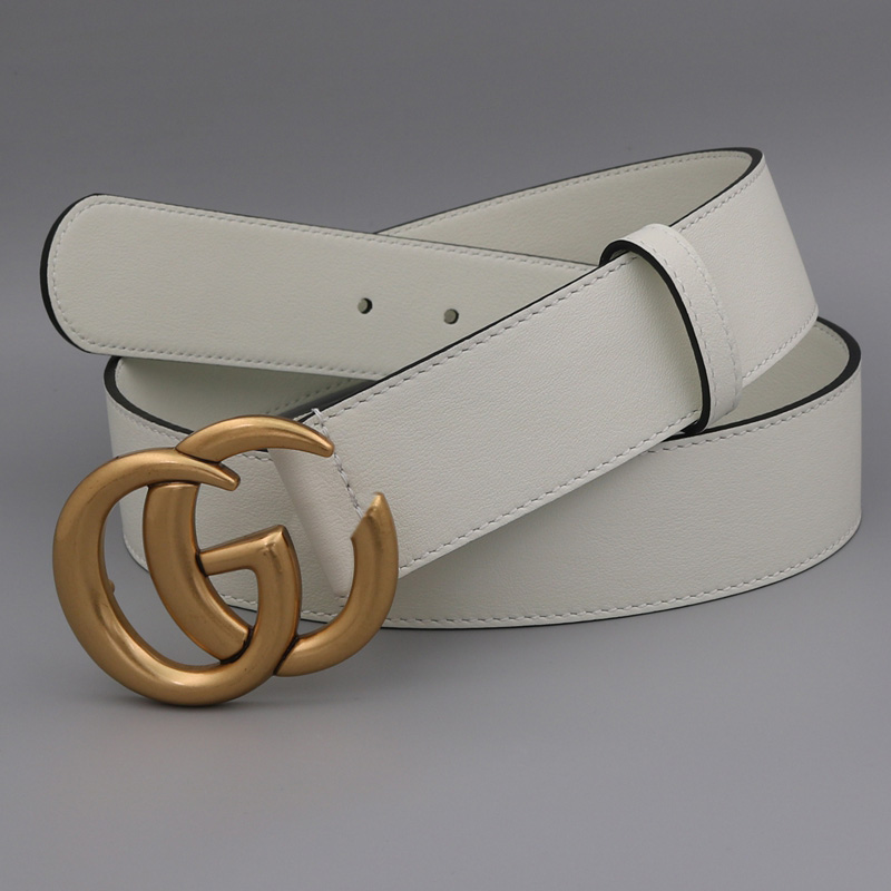 4 Cm Wide, Whitewhite genuine leather summer Best Sellers ma'am Belt Retro Non fading Copper buckle top layer leather soft surface Women's money belt