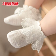 Quần ren bé gái cotton bé công chúa mùa hè mỏng phần 0-1-3 tuổi 5 vớ ren trẻ em thoáng khí - Vớ