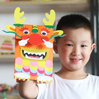 Động vật túi giấy phim hoạt hình tay con rối mẫu giáo nguyên liệu thủ công gói tự làm trẻ em sáng tạo dán làm đồ chơi giáo dục bộ đồ chơi