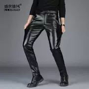 Quần da nam mỏng Hàn Quốc phiên bản của đẹp trai xe máy thanh niên nam quần da cộng với nhung dày mùa đông lông ấm áp