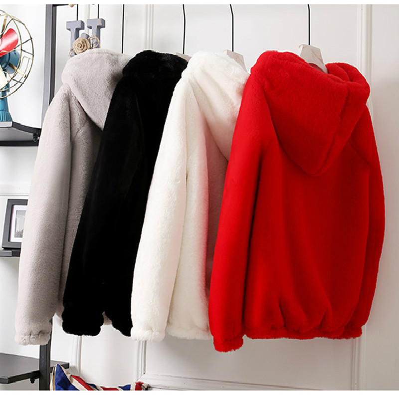 Chống mùa Haining lông giả 貂 mùa thu và mùa đông mới fur coat ladies đoạn ngắn rex thỏ plush trùm đầu áo khoác