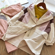 Áo khoác bé gái có khí chất màu sắc trùm đầu áo gió dài Áo khoác trẻ em bé Hàn Quốc áo cánh giản dị 2019 mùa thu mới - Áo khoác