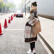 [Peach Home Dingjin District] thời trang Hàn Quốc len cashmere đôi phải đối mặt với áo khoác nữ dài áo len