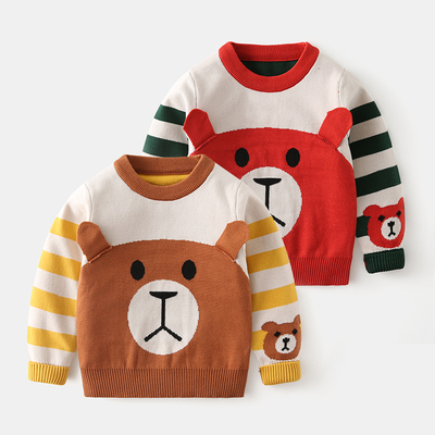 taobao agent Children's sweater for boys, three dimensional demi-season long-sleeve, Korean style, round collar, increased thickness