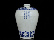 чашка 明永乐青花甜白釉暗雕三多纹梅瓶