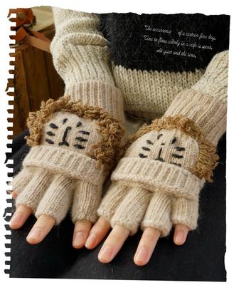 taobao agent Winter Japanese without fingers flipped men and women, sweet, cute, half -fingers, winter dew fingers warm writing