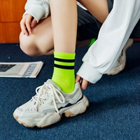 Флуоресцентные тонкие носки, цветные спортивные брендовые модные гольфы, средней длины
