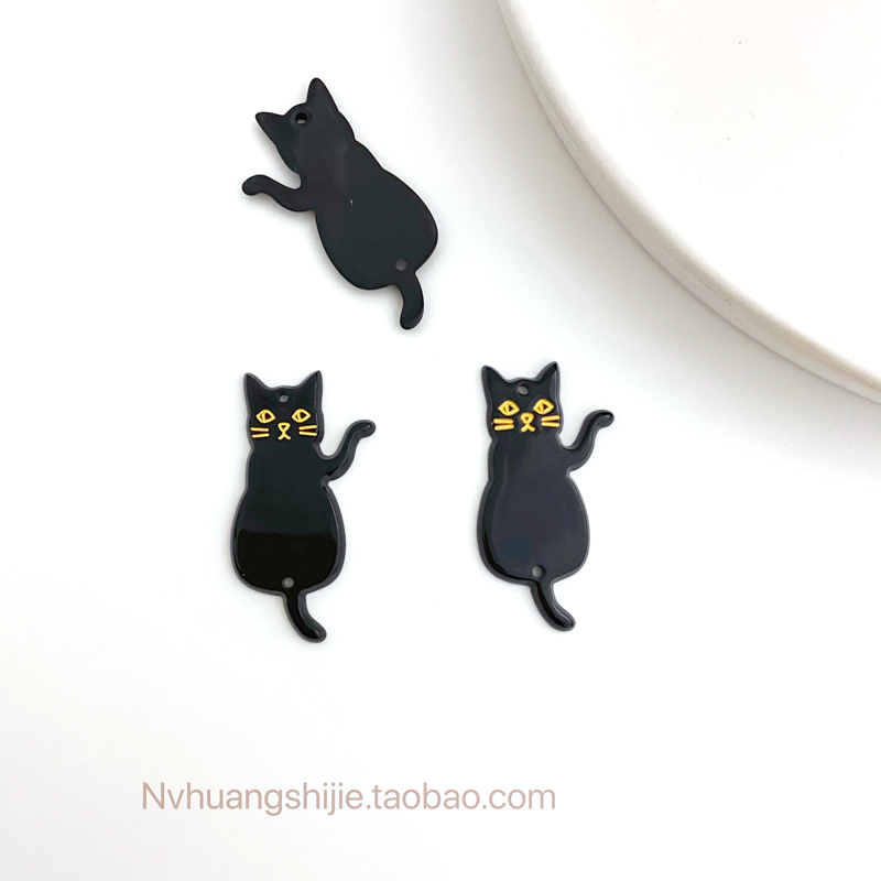 Black Waving Cat & Oneoriginal ornaments parts personality interest  Acrylic wave Kitty DIY Earrings Pendant ornaments Material Science