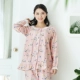 [Shoot 2 Limin] Đồ ngủ nữ mùa xuân và mùa hè dài tay cotton gạc váy ngủ cotton cotton Nhật Bản dịch vụ nhà hai mảnh phù hợp - Bộ Pajama