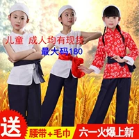 Ngôi làng trẻ em Auntie II Trang phục biểu diễn nhỏ Đèn lồng đỏ Li Tiemei Trang phục Trang phục biểu diễn du kích trẻ em quần áo trẻ em đẹp