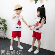 Trẻ em mùa hè vest quần short đặt 2-5 chàng trai cotton trẻ em quần áo cô gái quần áo 9 tuổi nữ bé mỏng mùa hè ăn mặc